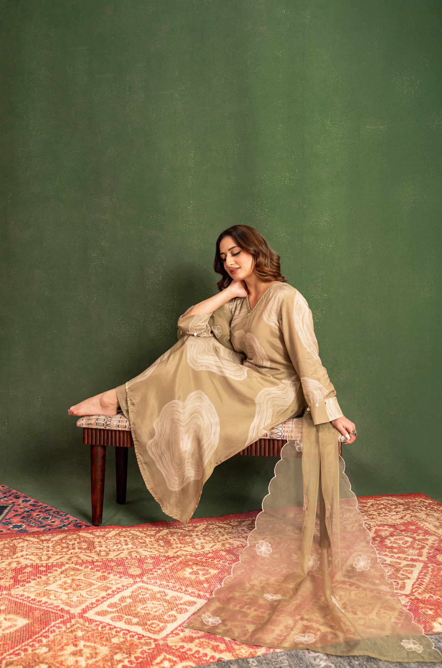Sandstone Beige Muslin Suit Set