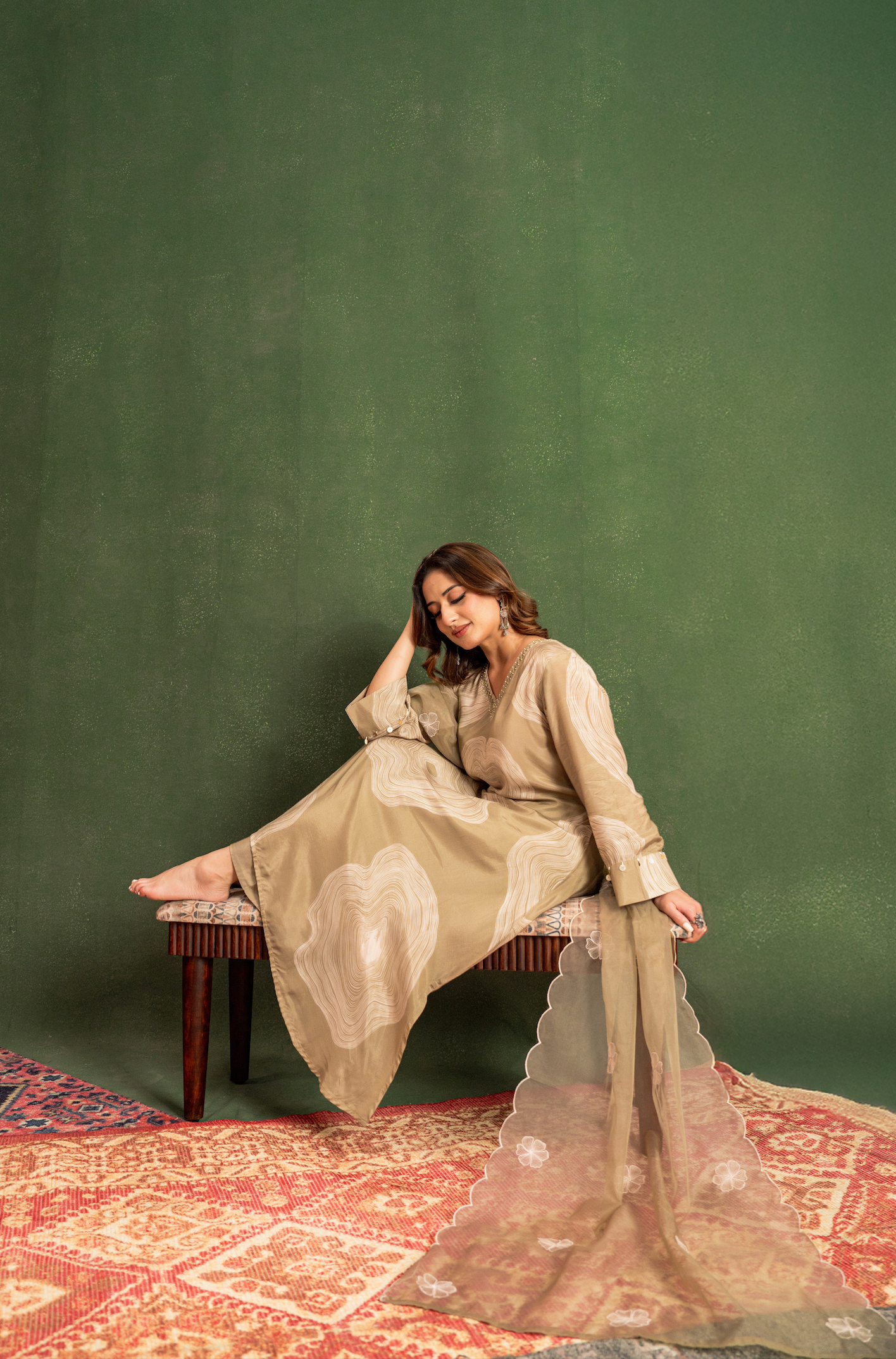 Sandstone Beige Muslin Suit Set