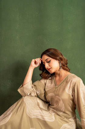 Sandstone Beige Muslin Suit Set
