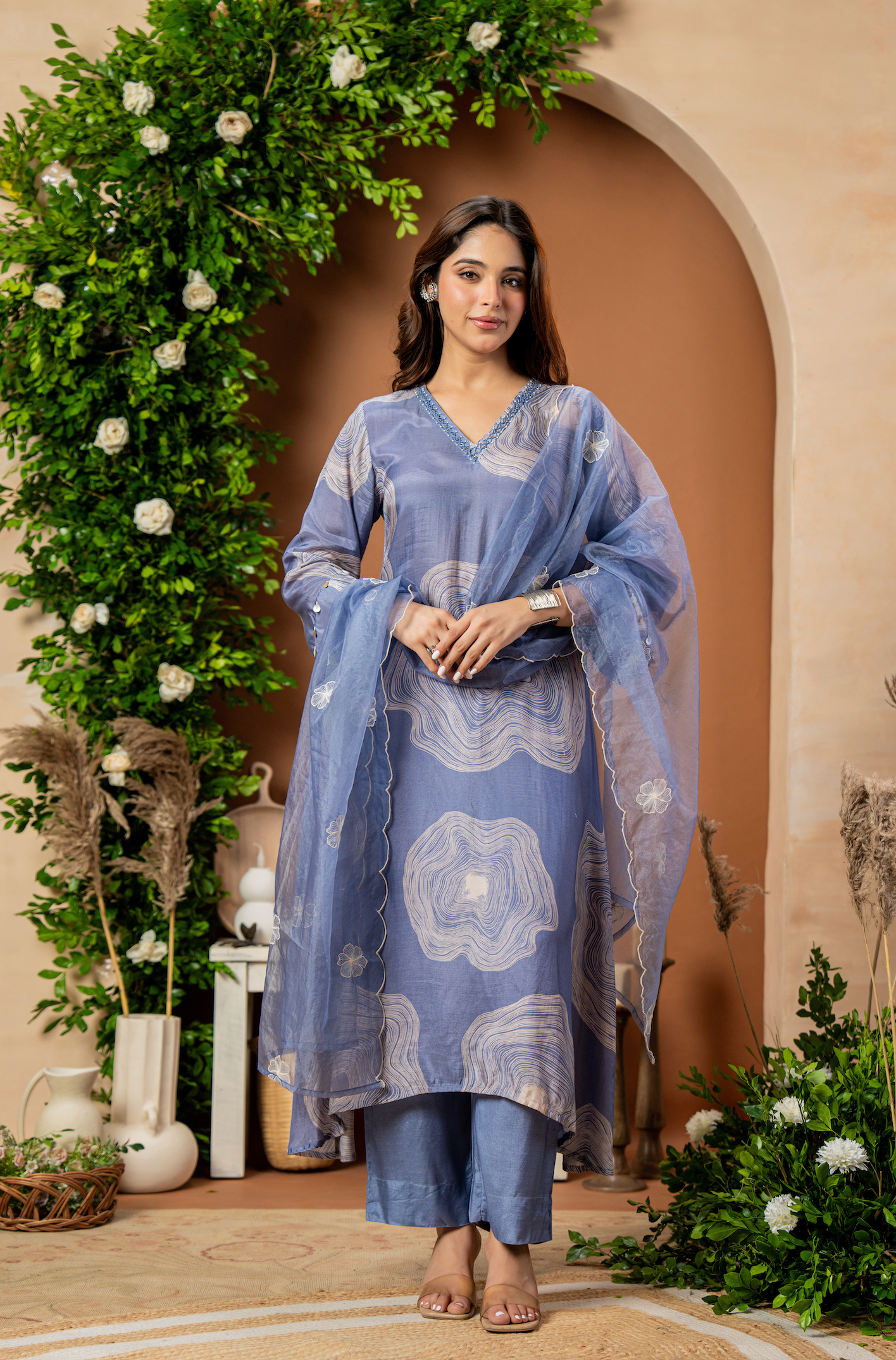 Celestial Blue Muslin Suit Set