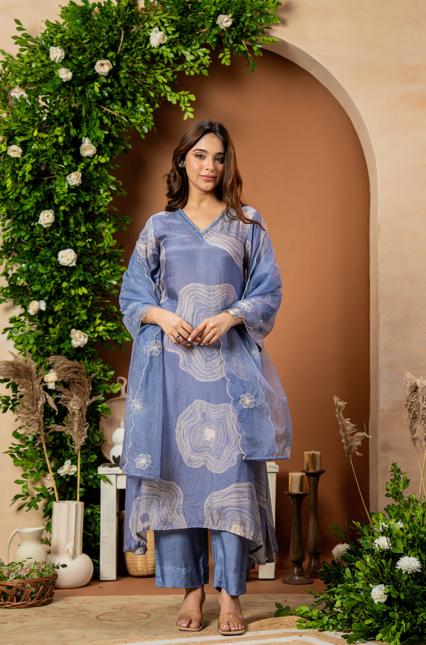 Celestial Blue Muslin Suit Set