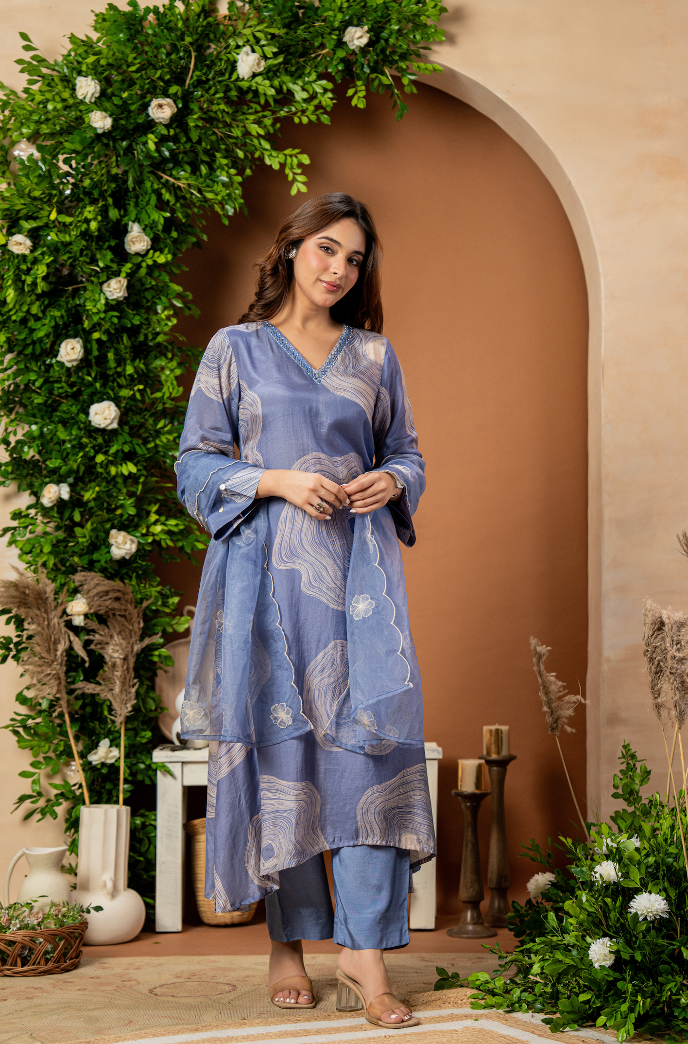 Celestial Blue Muslin Suit Set
