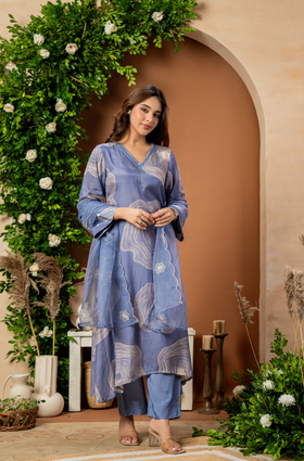 Celestial Blue Muslin Suit Set