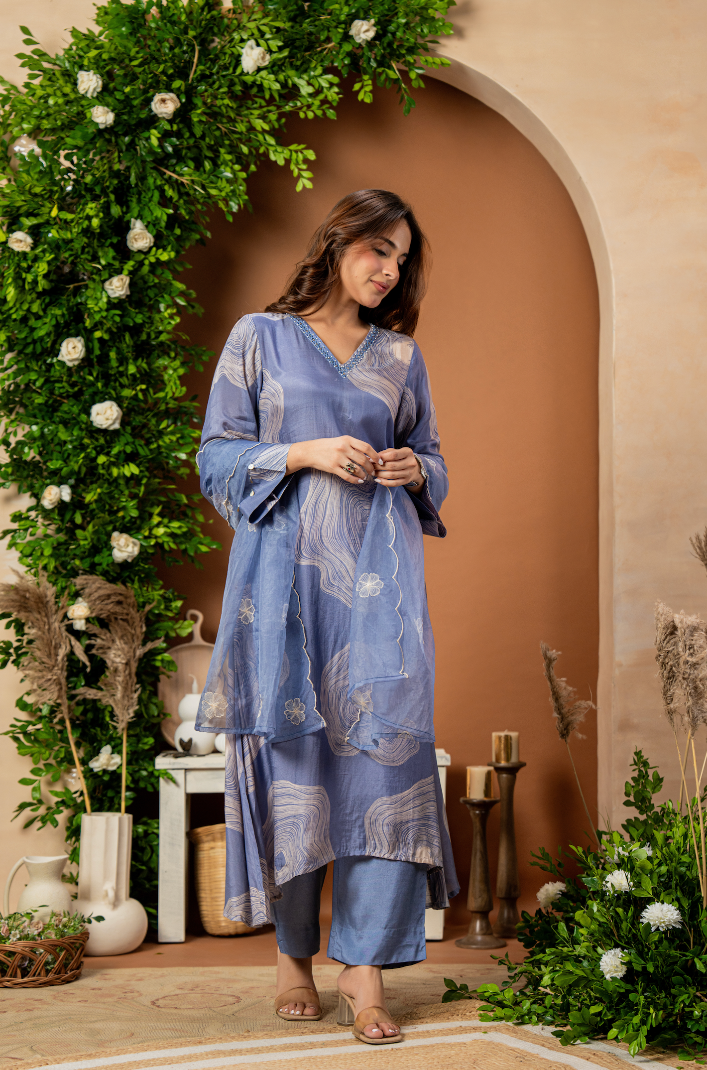 Celestial Blue Muslin Suit Set