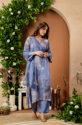 Celestial Blue Muslin Suit Set