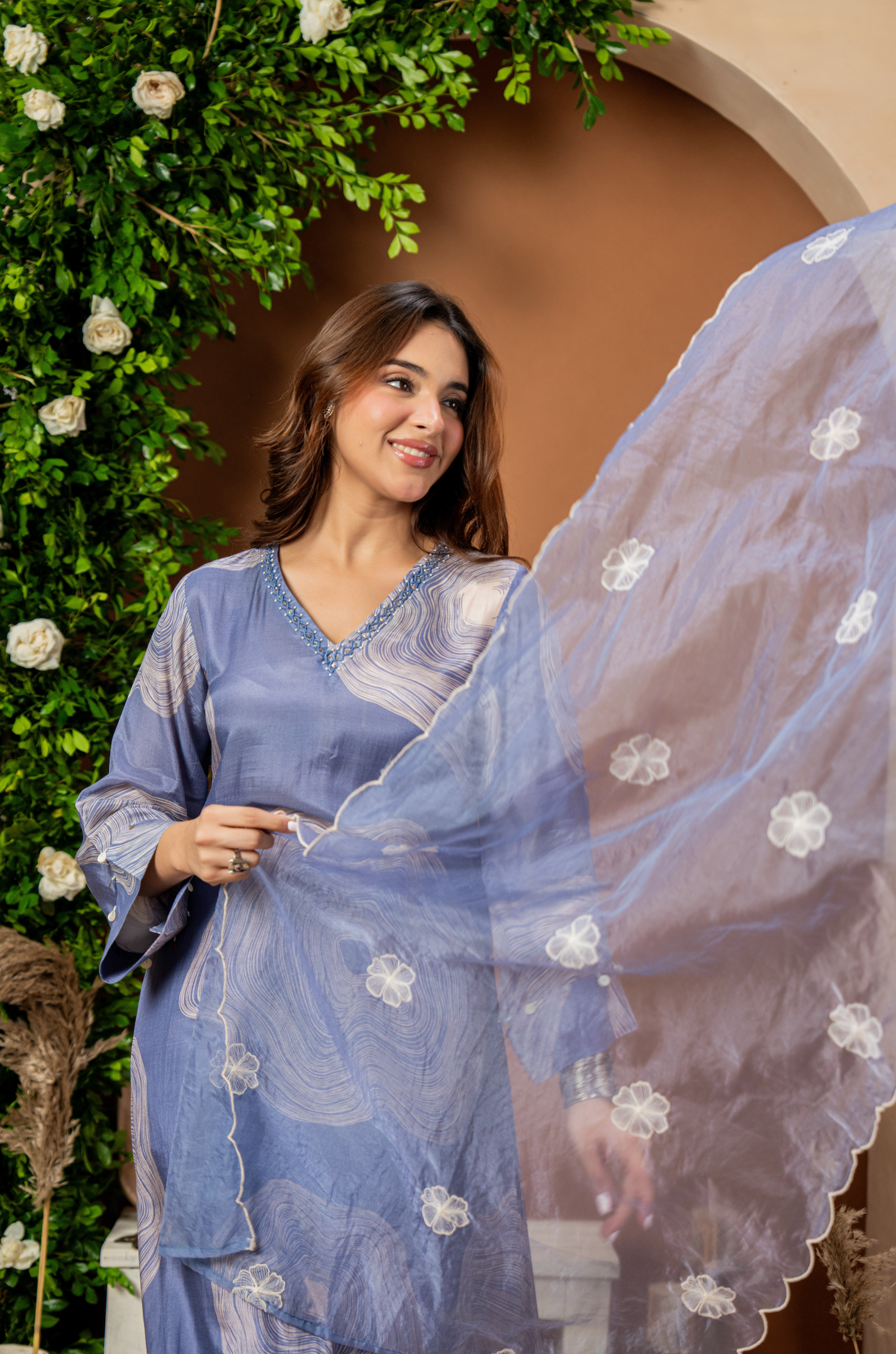 Celestial Blue Muslin Suit Set