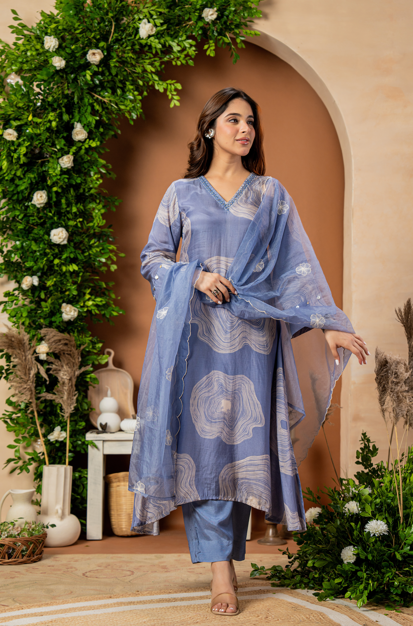 Celestial Blue Muslin Suit Set