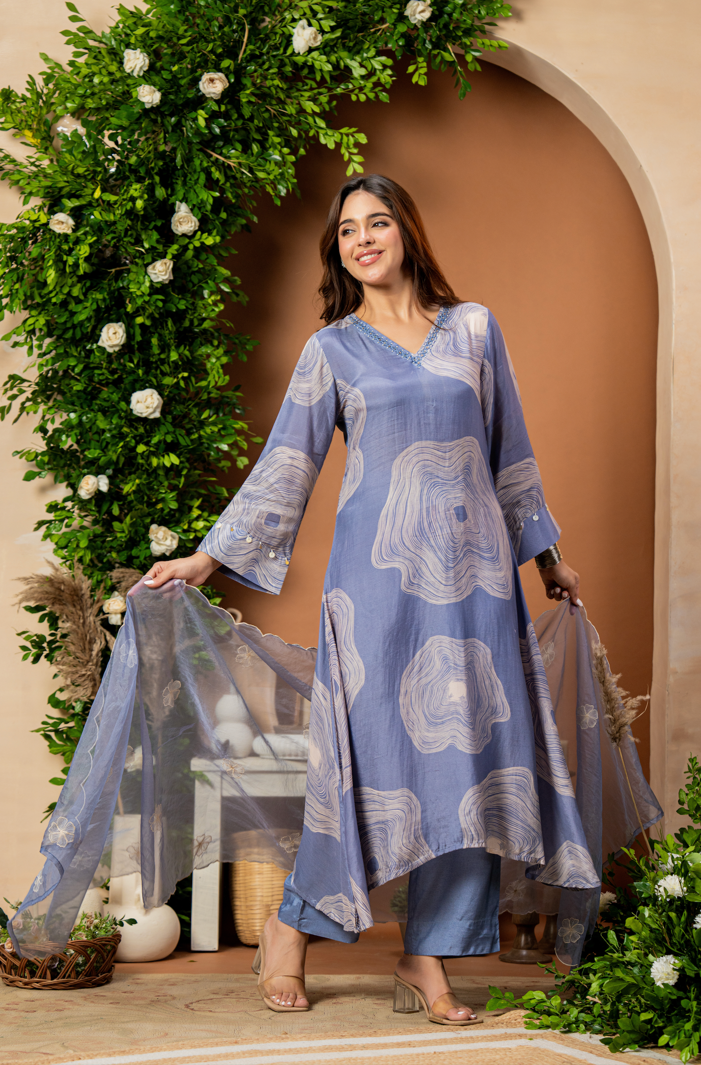 Celestial Blue Muslin Suit Set