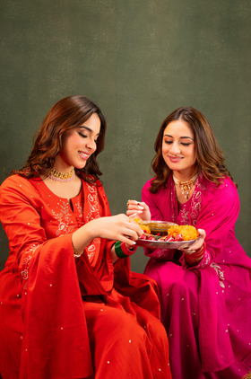 Rust Aura Anarkali Suit Set