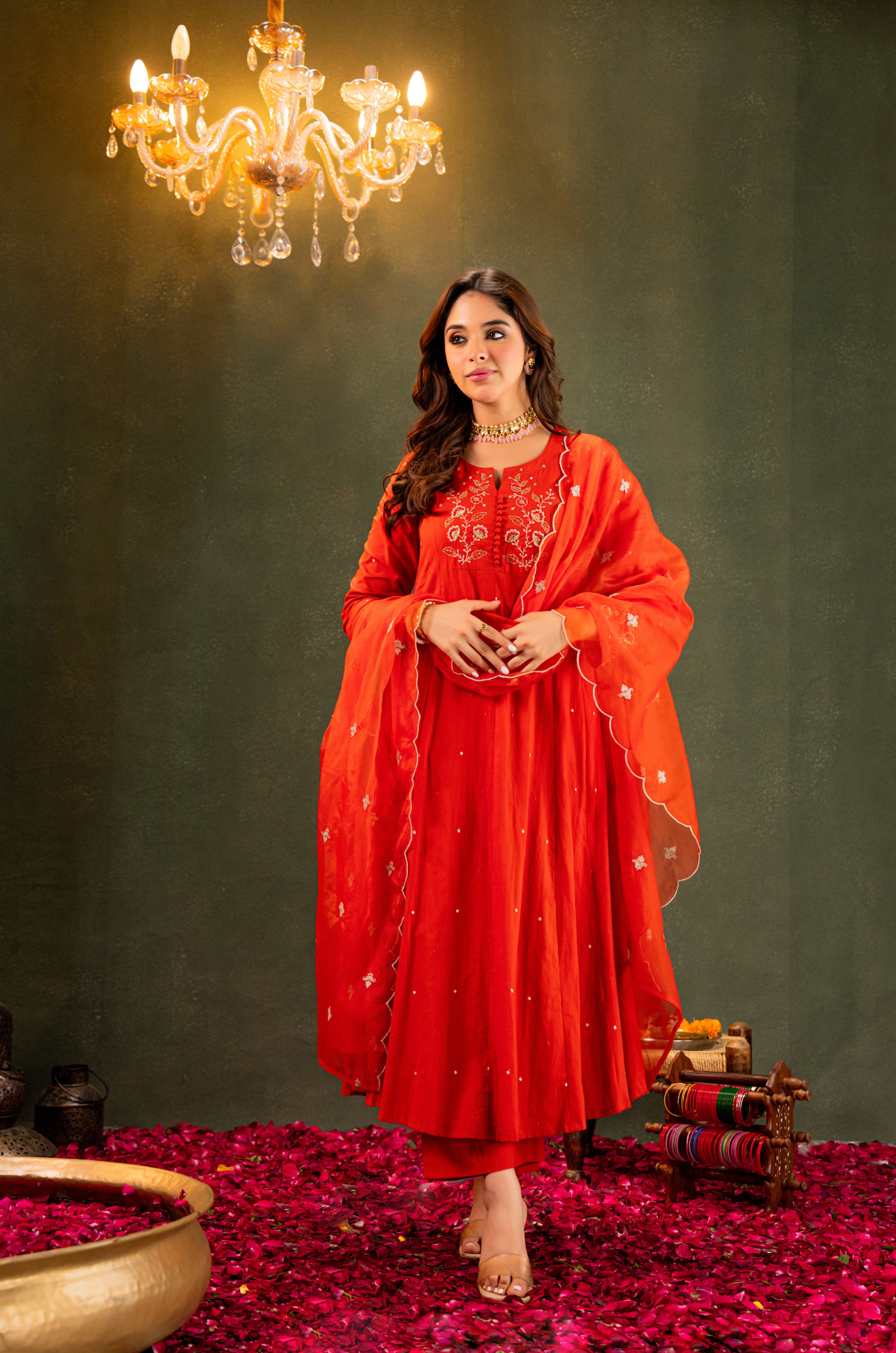 Rust Aura Anarkali Suit Set