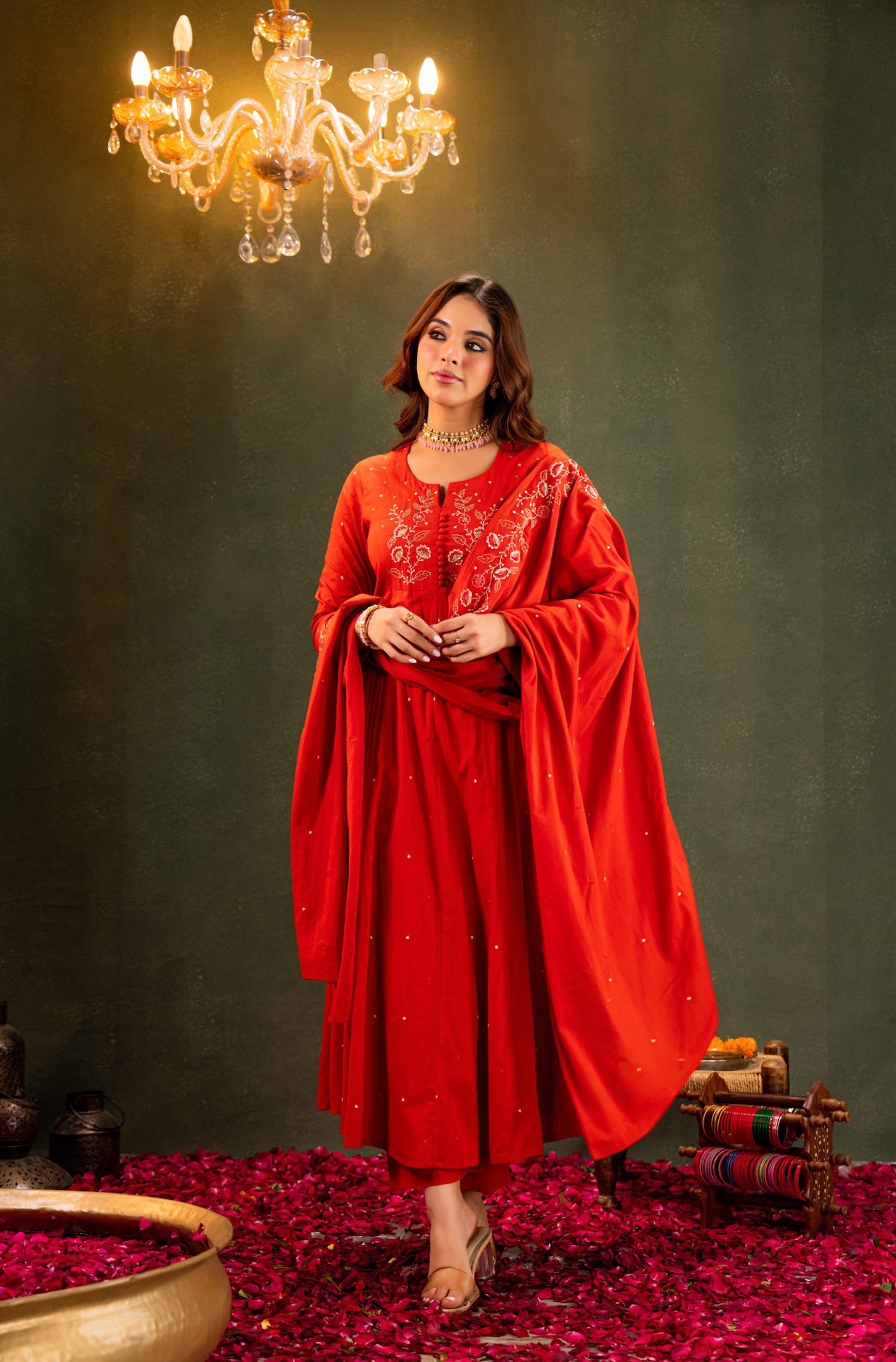 Rust Aura Anarkali Suit Set