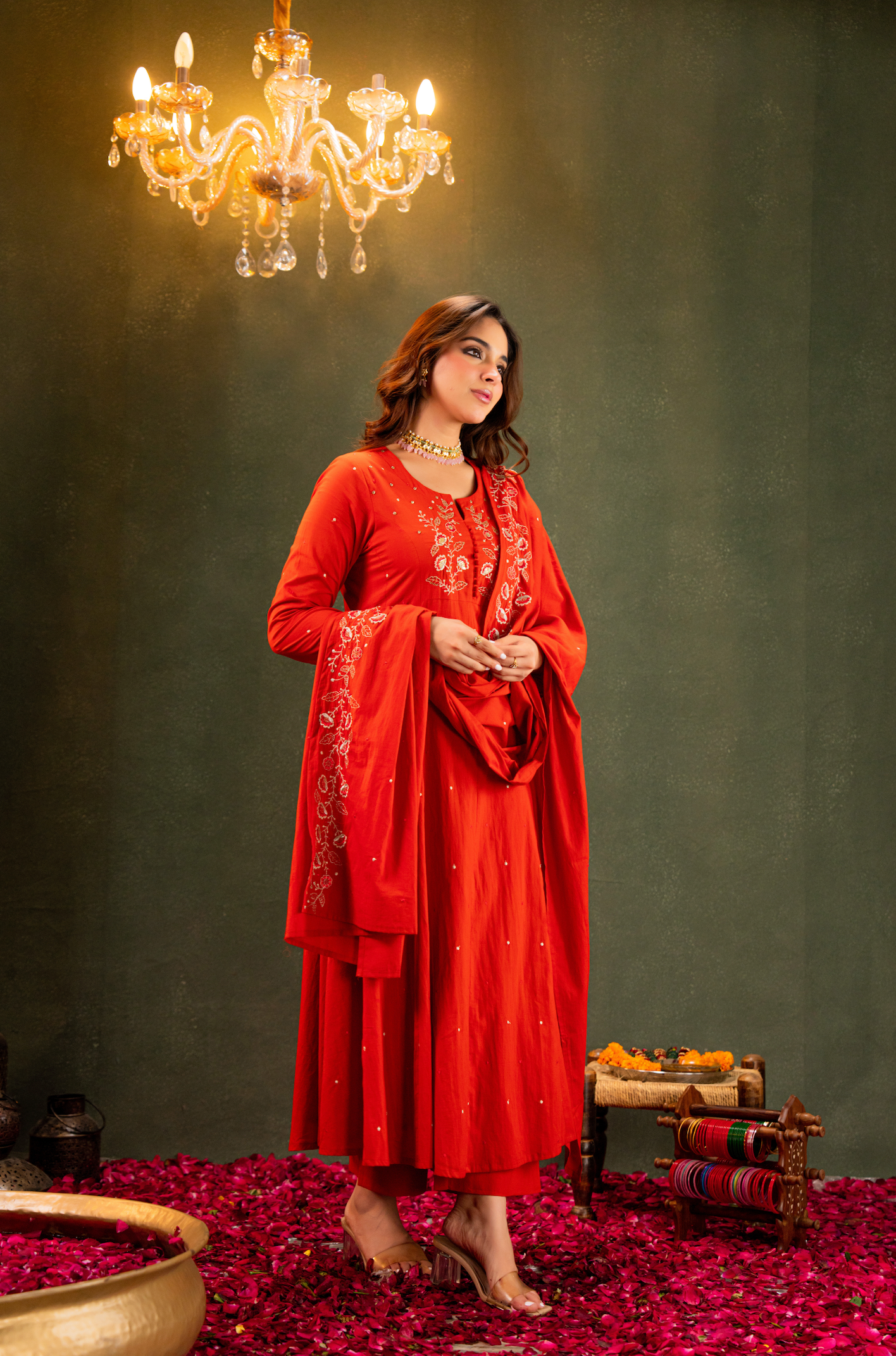 Rust Aura Anarkali Suit Set