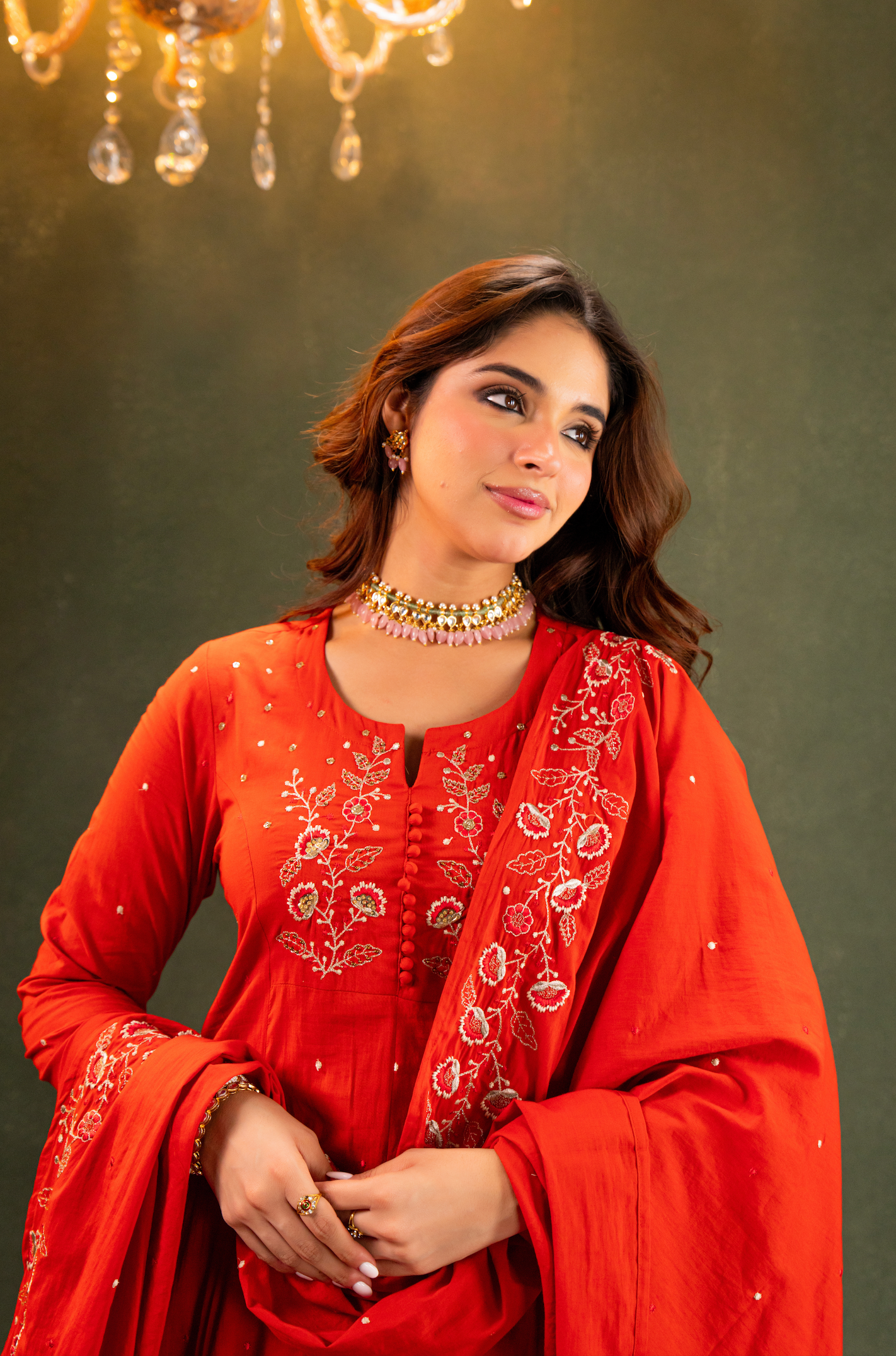 Rust Aura Anarkali Suit Set