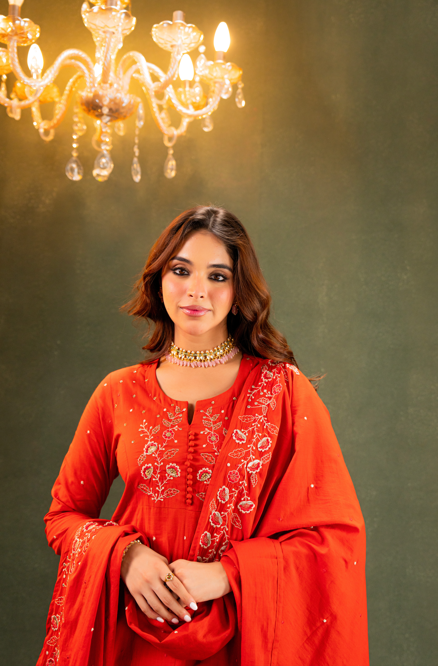 Rust Aura Anarkali Suit Set