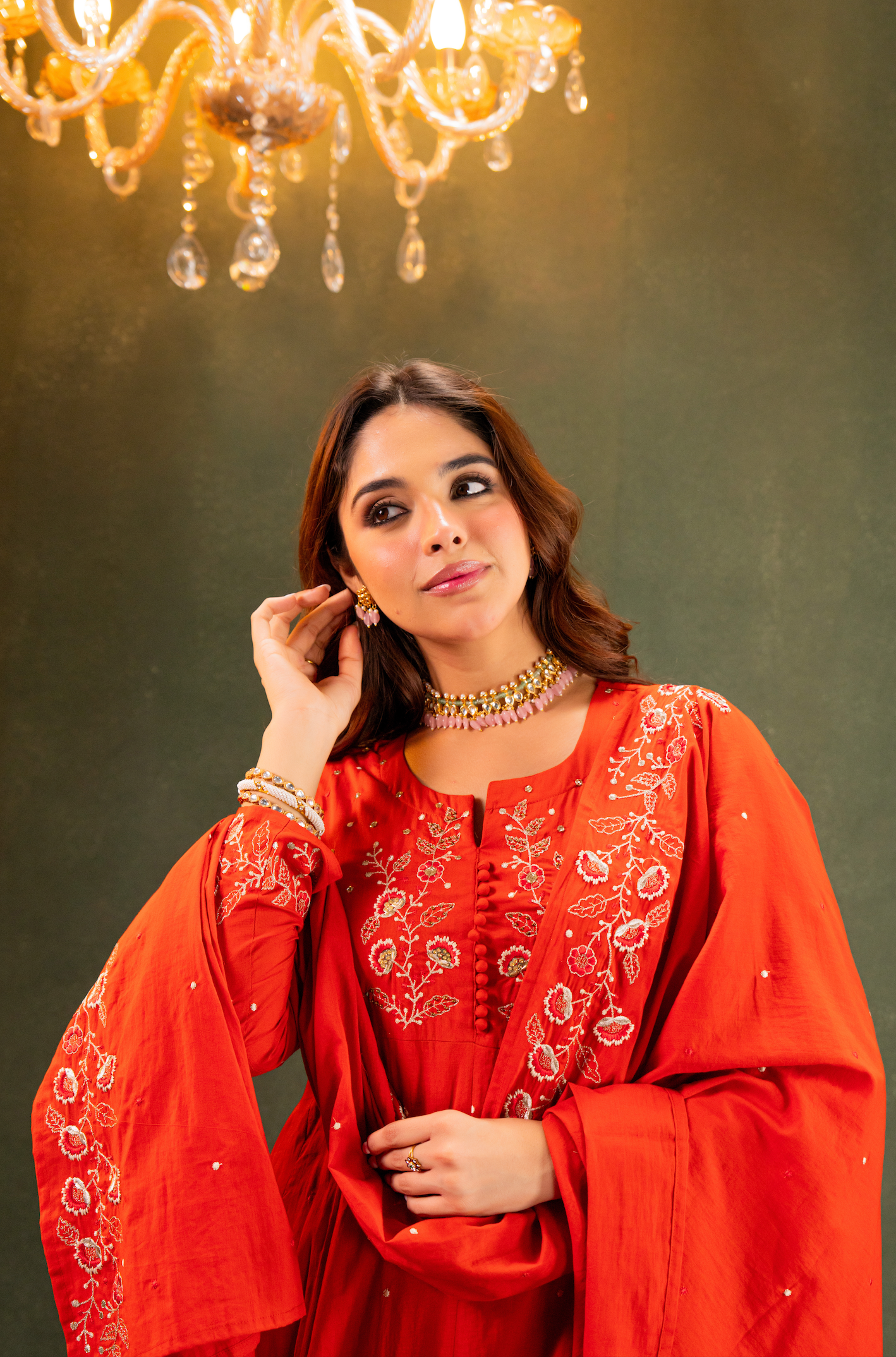 Rust Aura Anarkali Suit Set