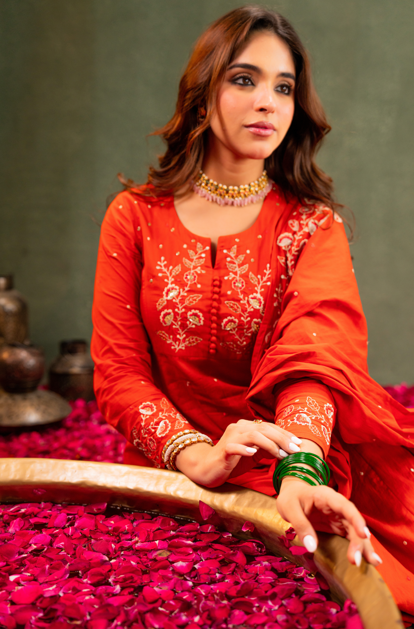 Rust Aura Anarkali Suit Set