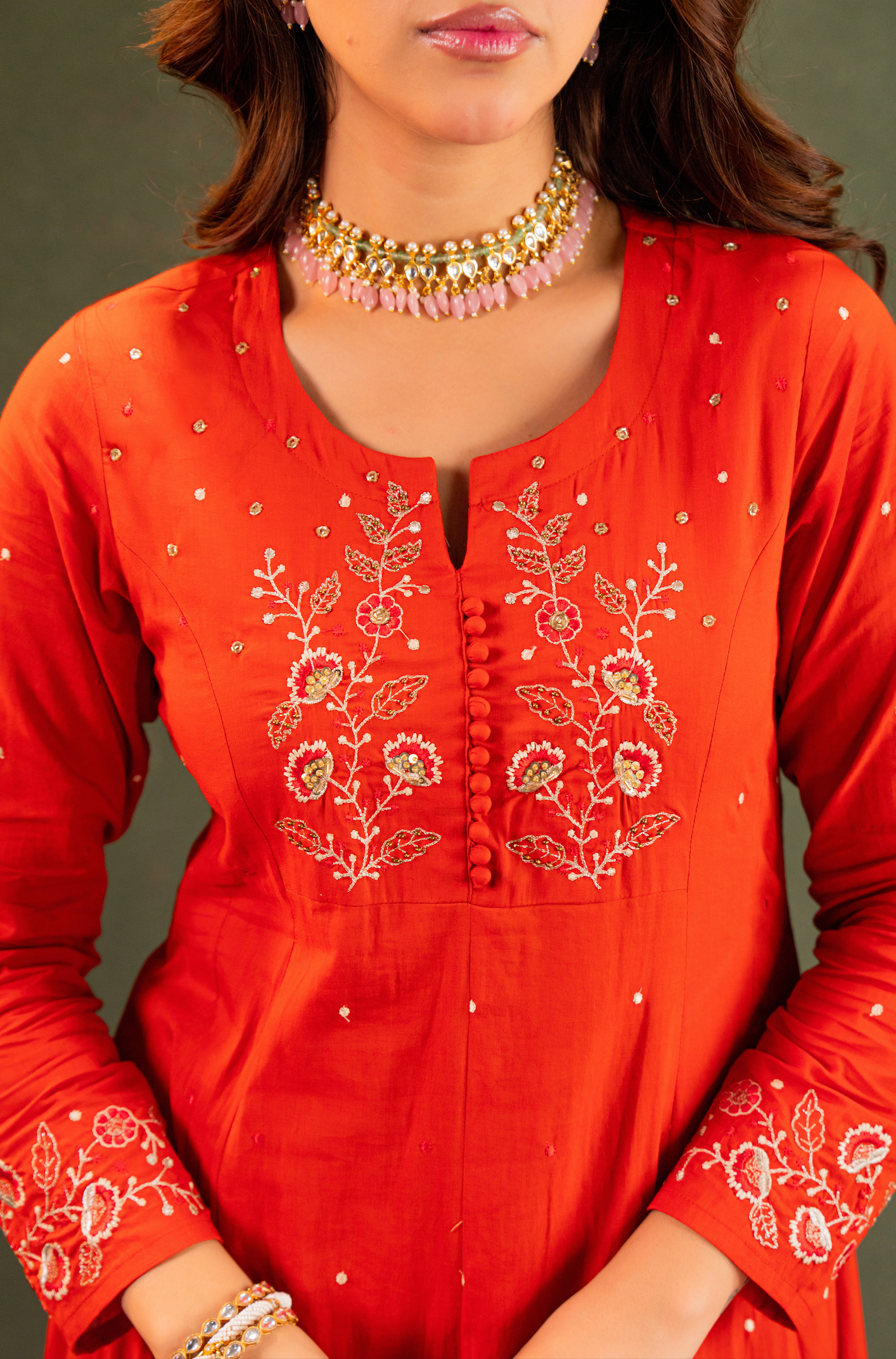 Rust Aura Anarkali Suit Set
