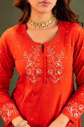 Rust Aura Anarkali Suit Set
