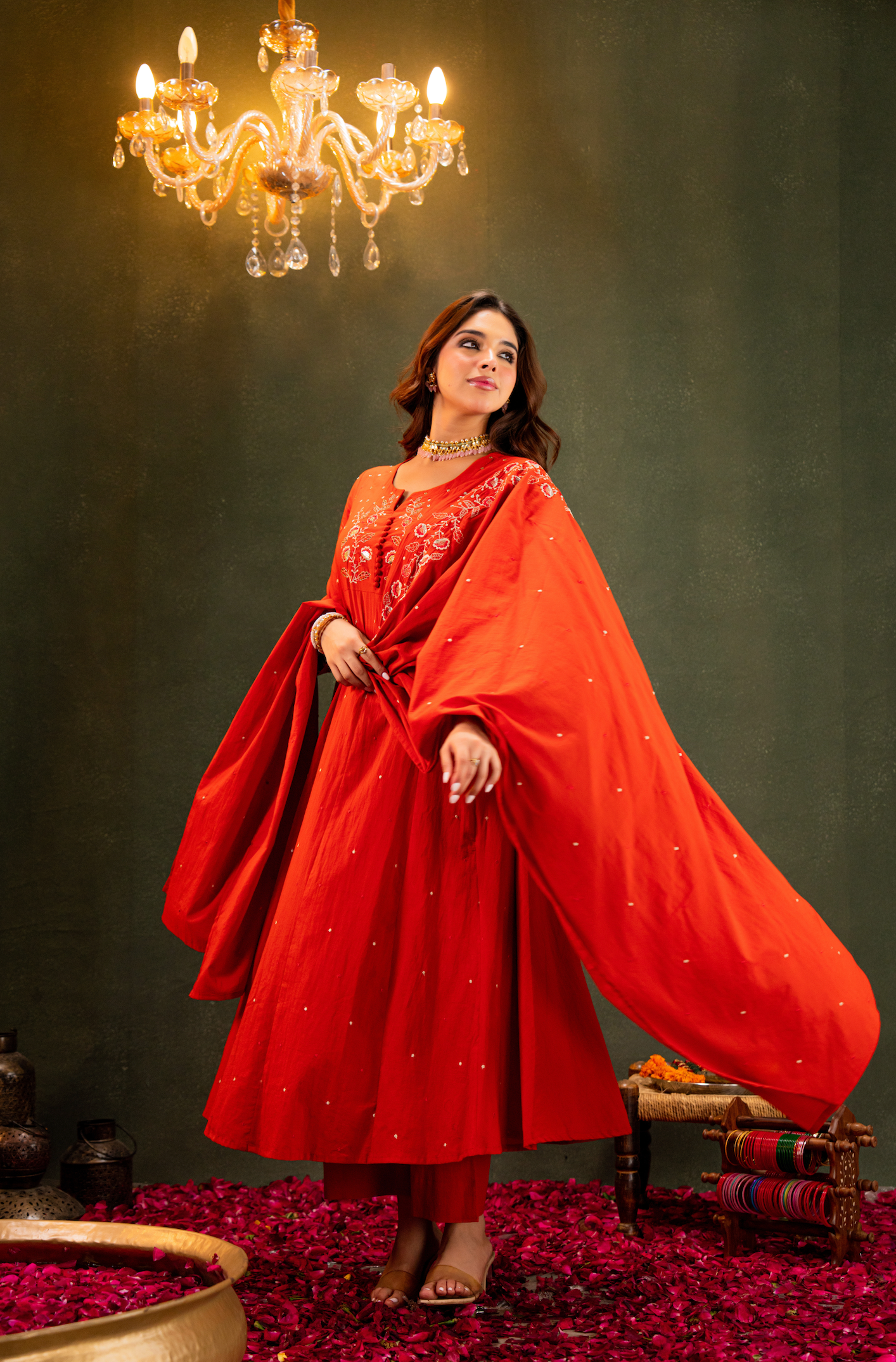 Rust Aura Anarkali Suit Set