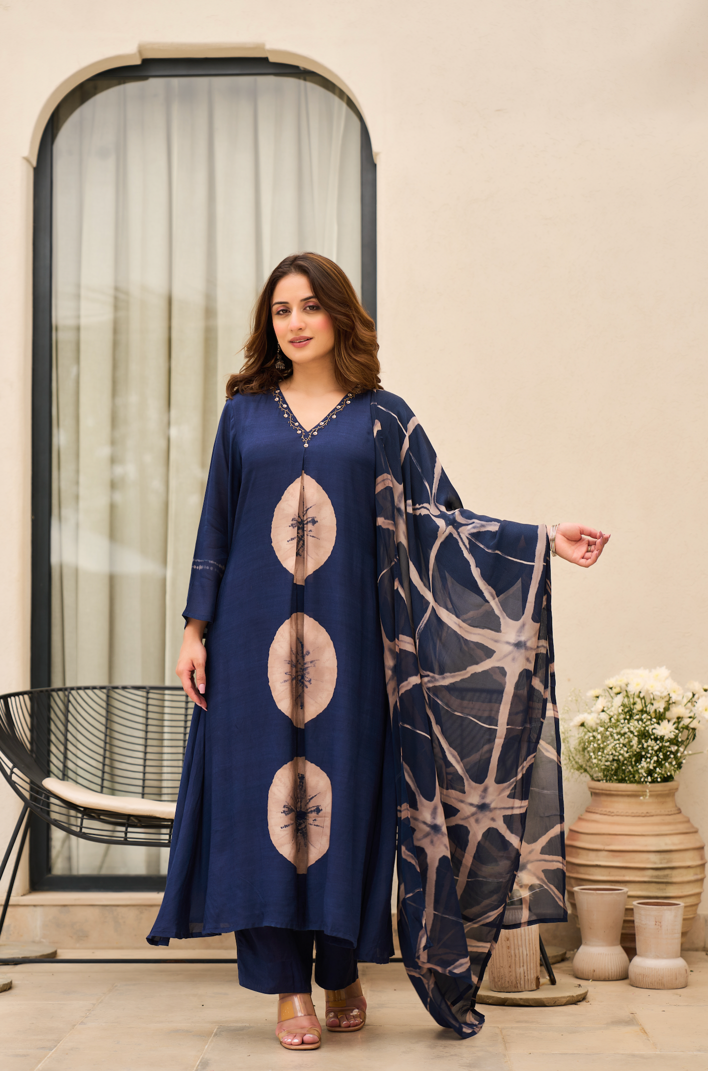 Midnight Indigo Muslin Printed Suit Set