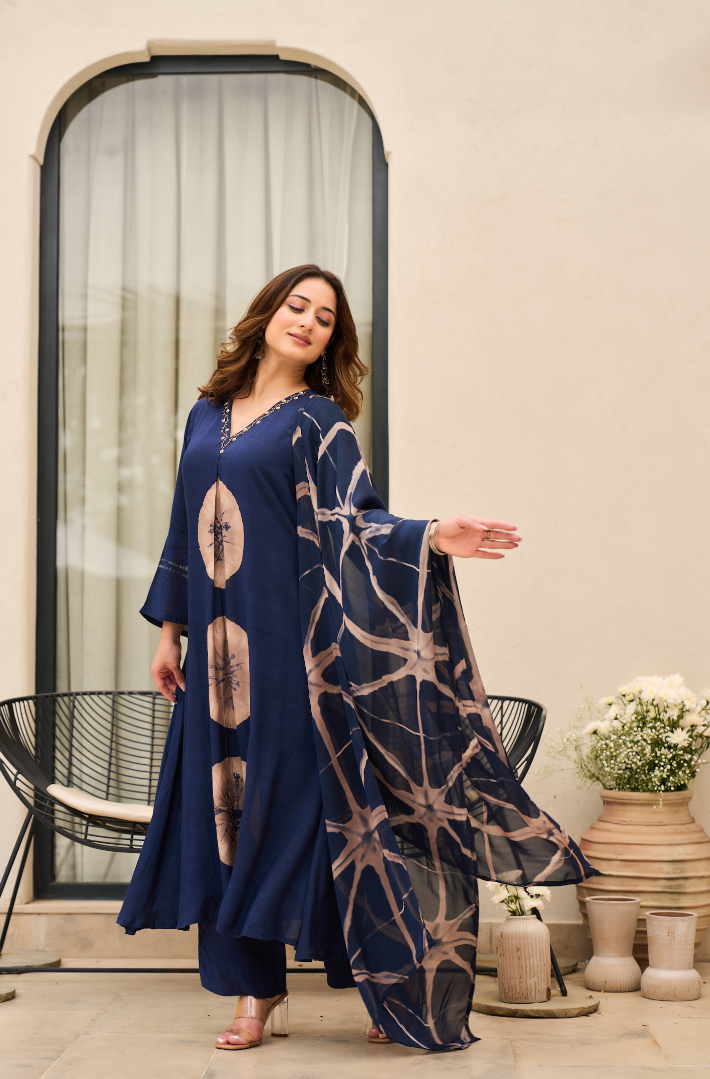 Midnight Indigo Muslin Printed Suit Set