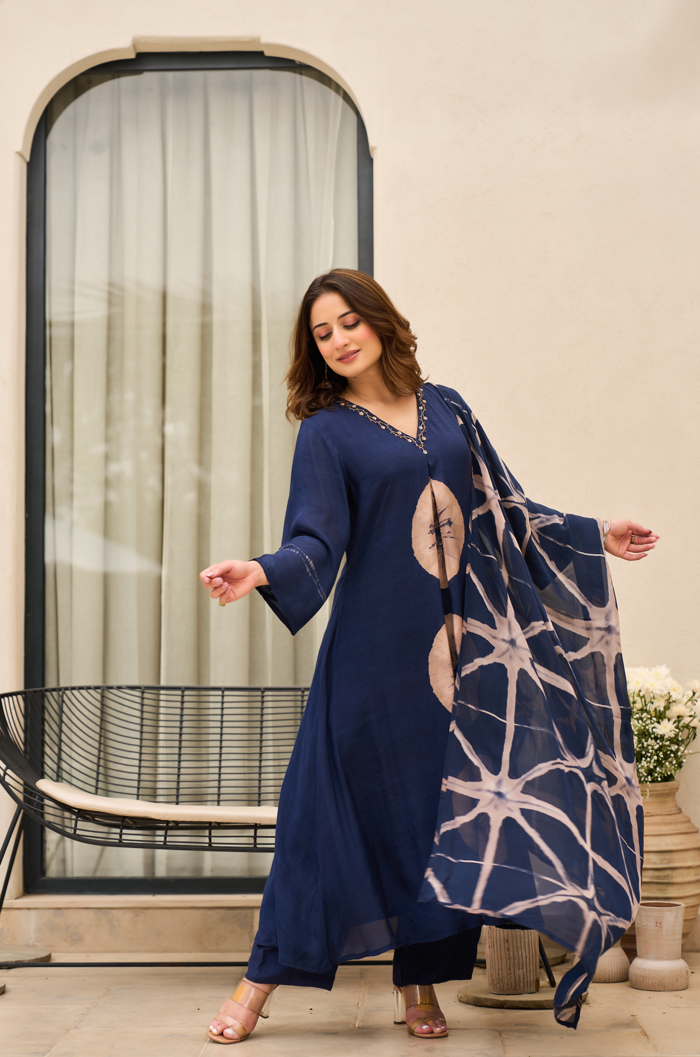 Midnight Indigo Muslin Printed Suit Set