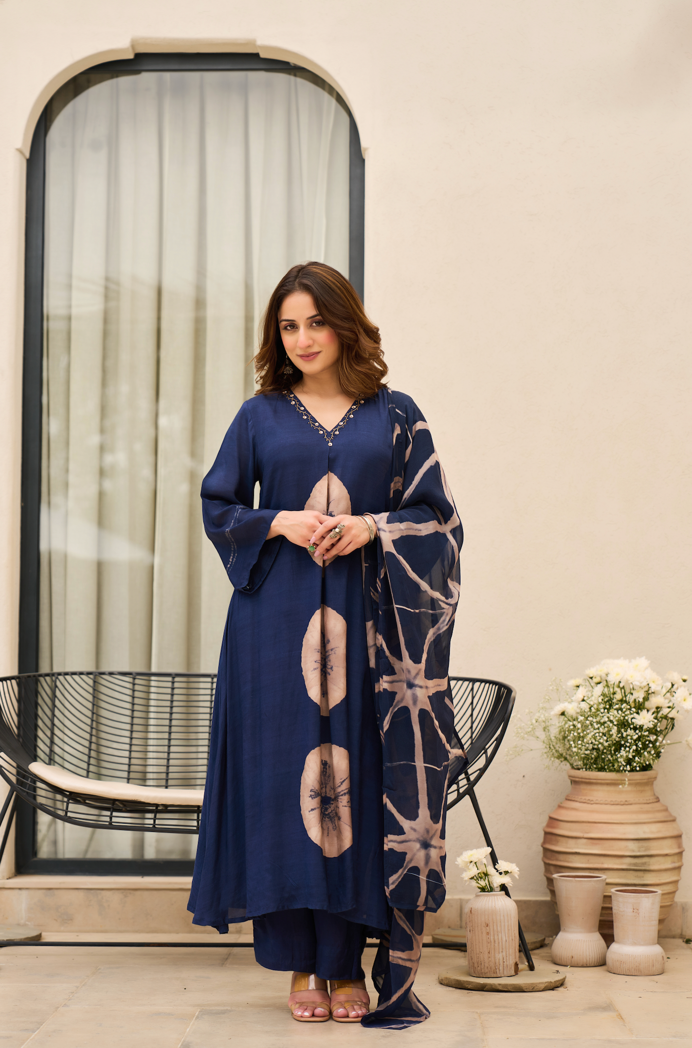 Midnight Indigo Muslin Printed Suit Set
