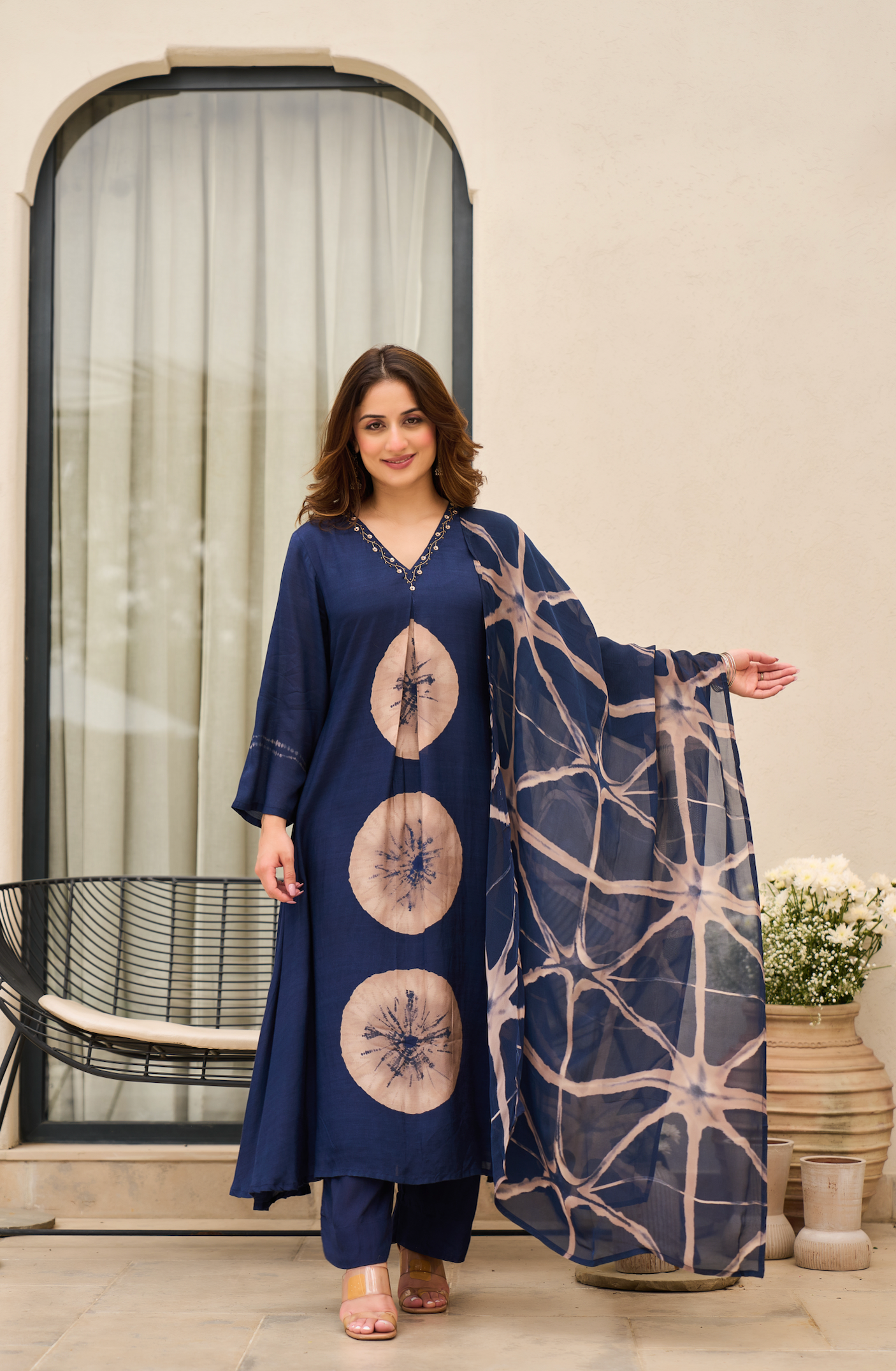 Midnight Indigo Muslin Printed Suit Set