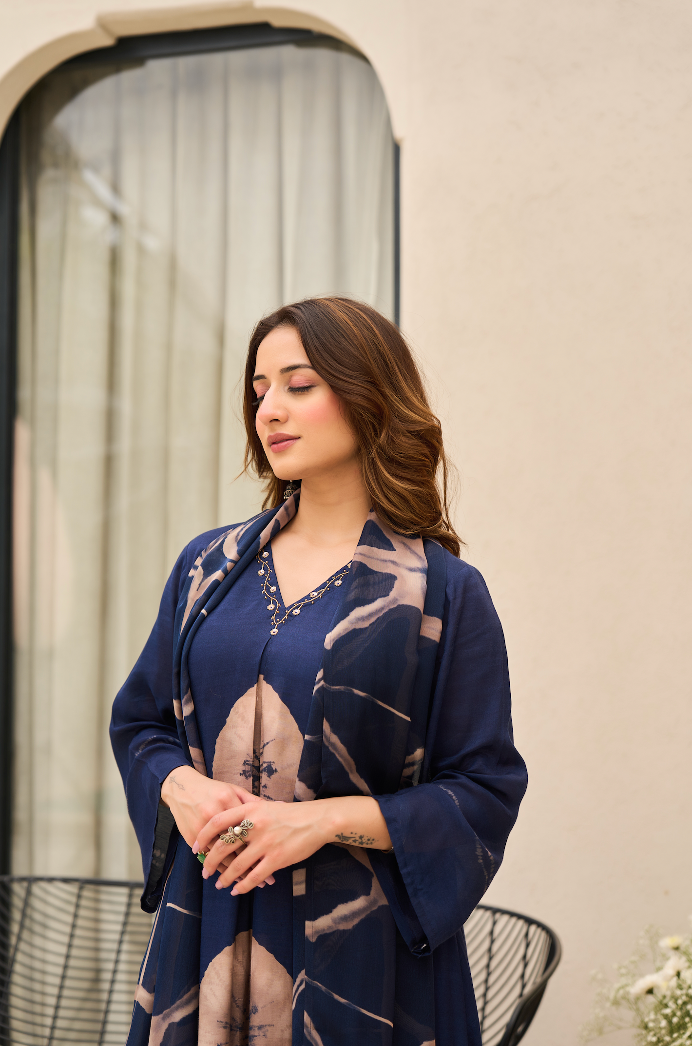 Midnight Indigo Muslin Printed Suit Set