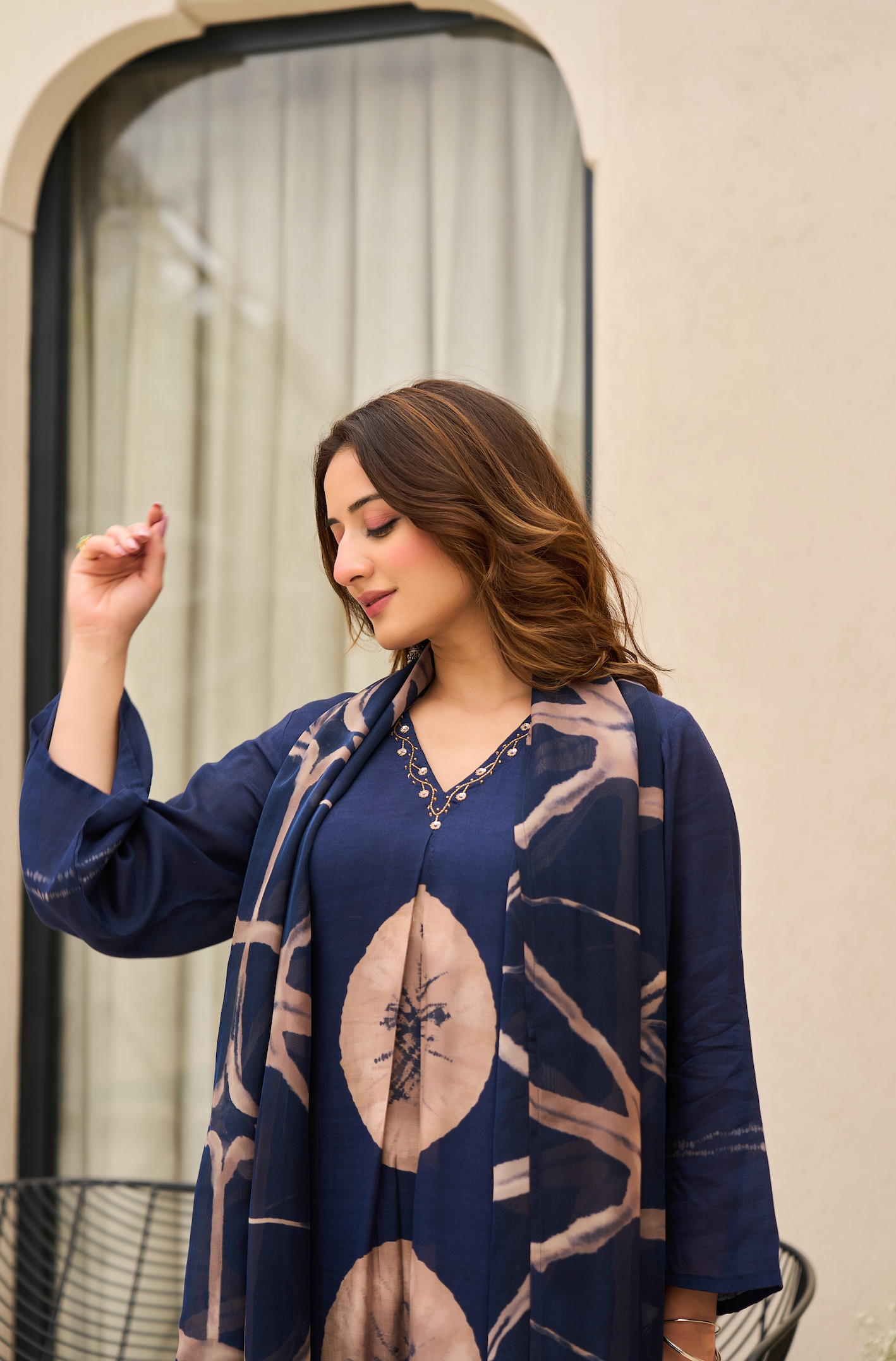 Midnight Indigo Muslin Printed Suit Set
