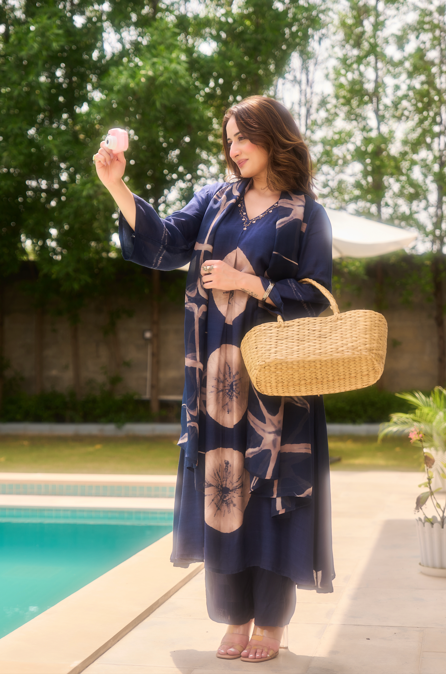 Midnight Indigo Muslin Printed Suit Set