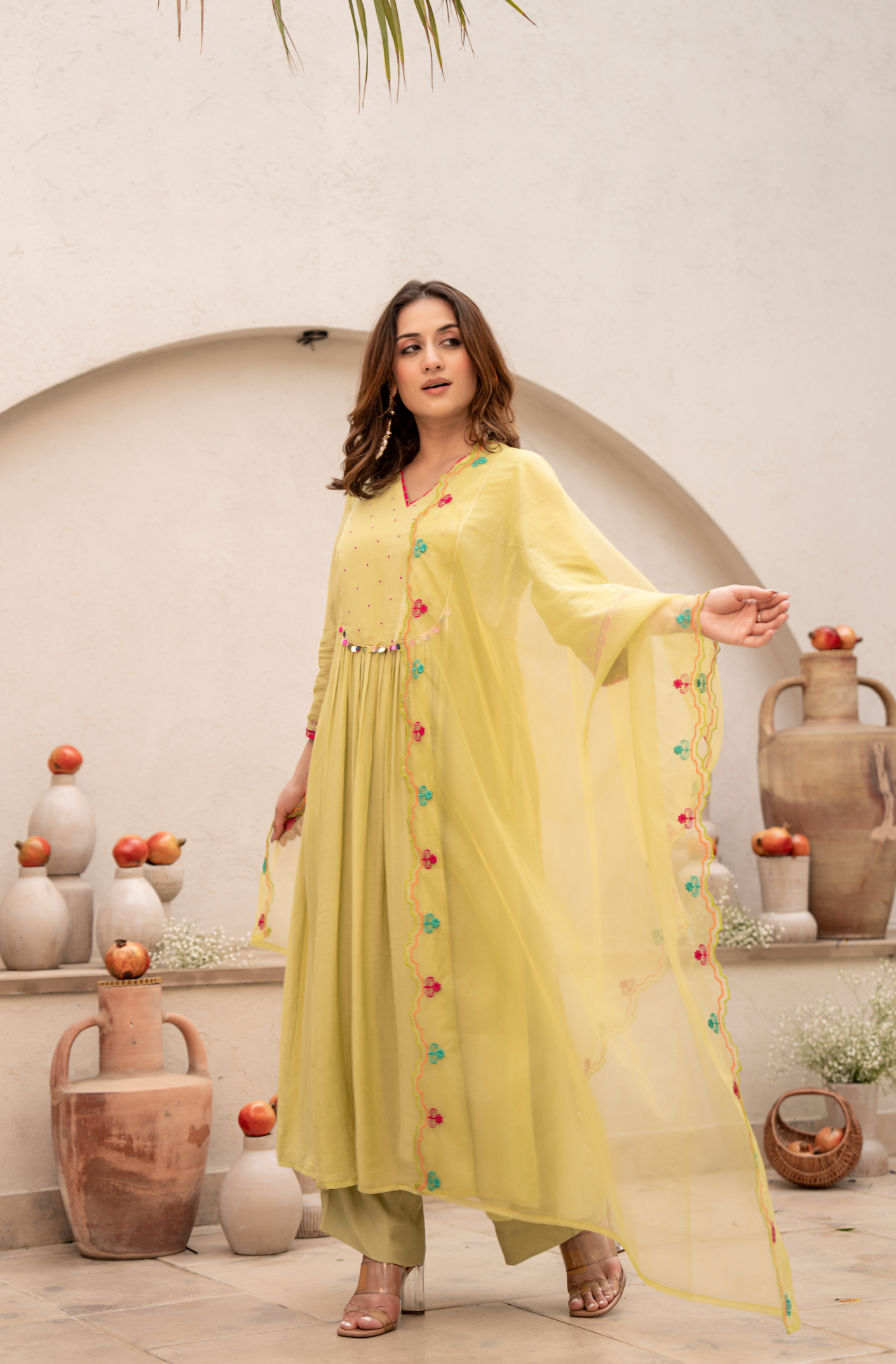Lemon Zest Anarkali Suit Set