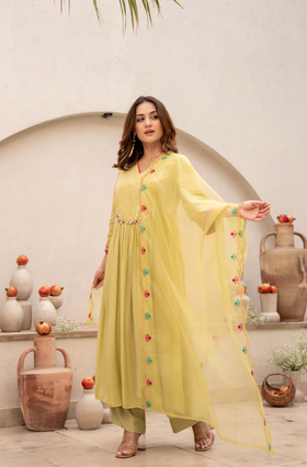 Lemon Zest Anarkali Suit Set
