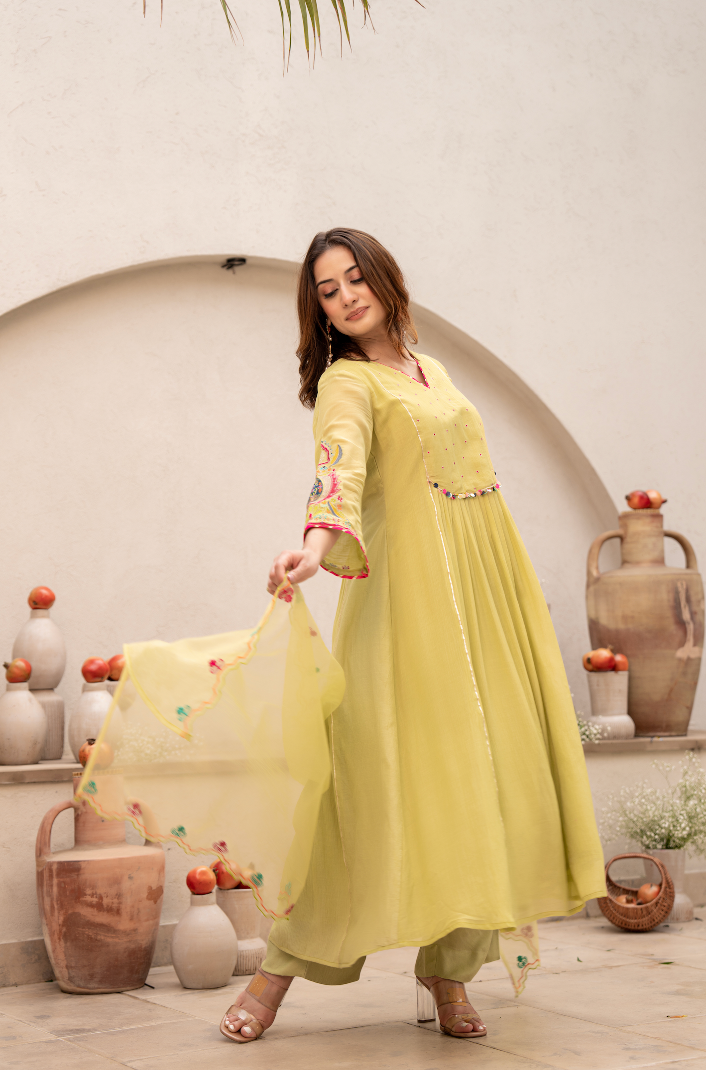 Lemon Zest Anarkali Suit Set