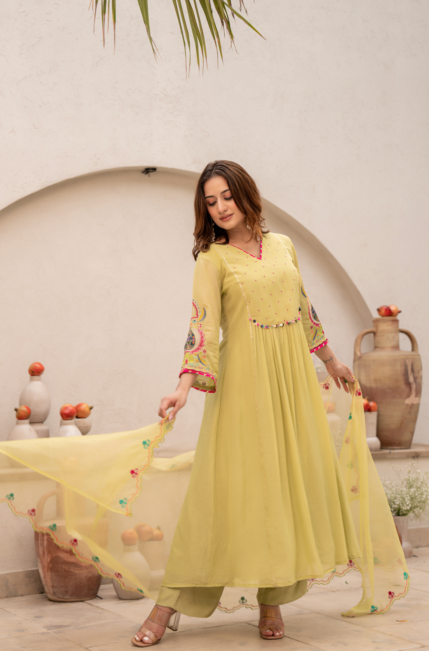 Lemon Zest Anarkali Suit Set