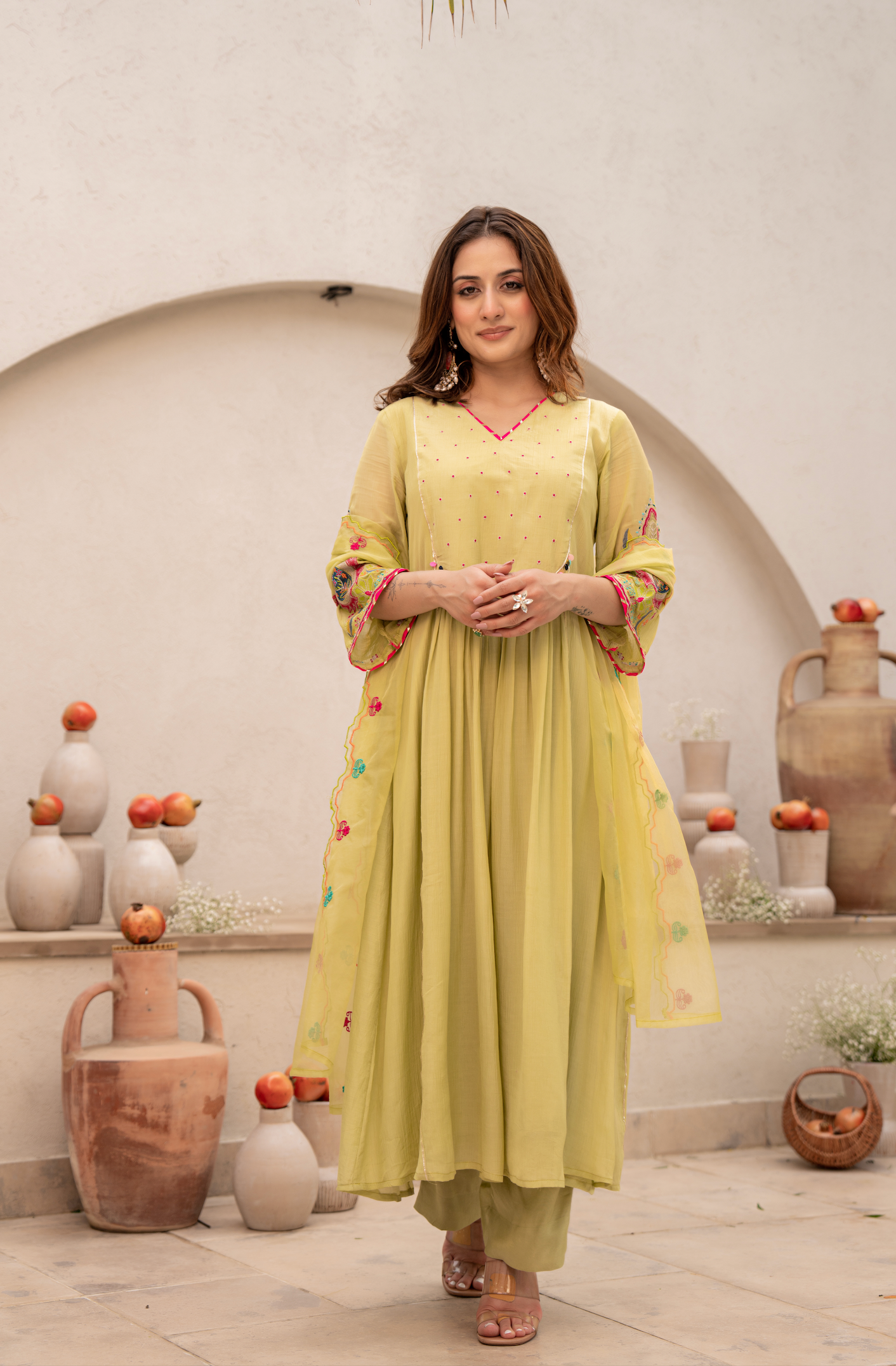 Lemon Zest Anarkali Suit Set