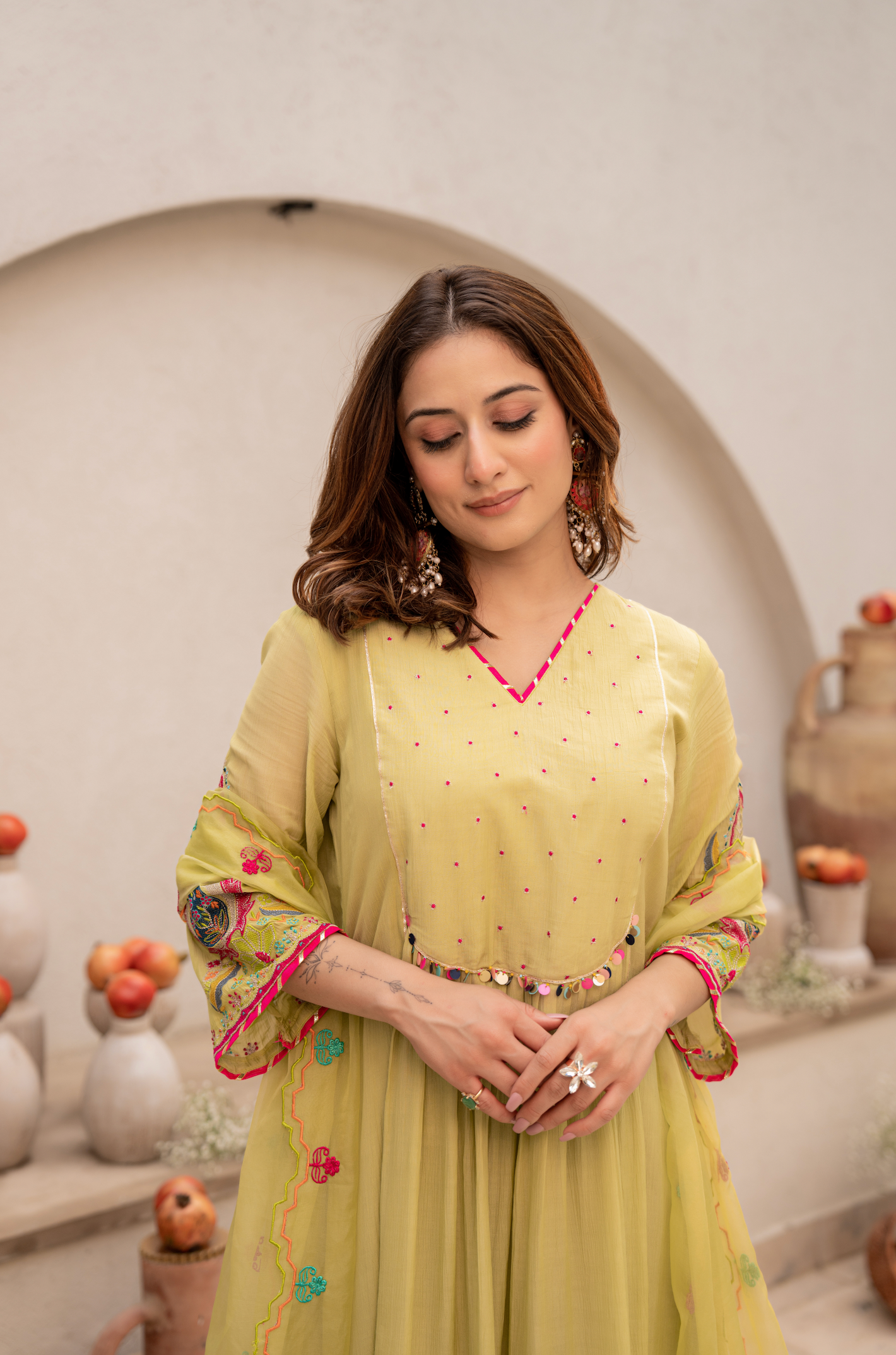 Lemon Zest Anarkali Suit Set