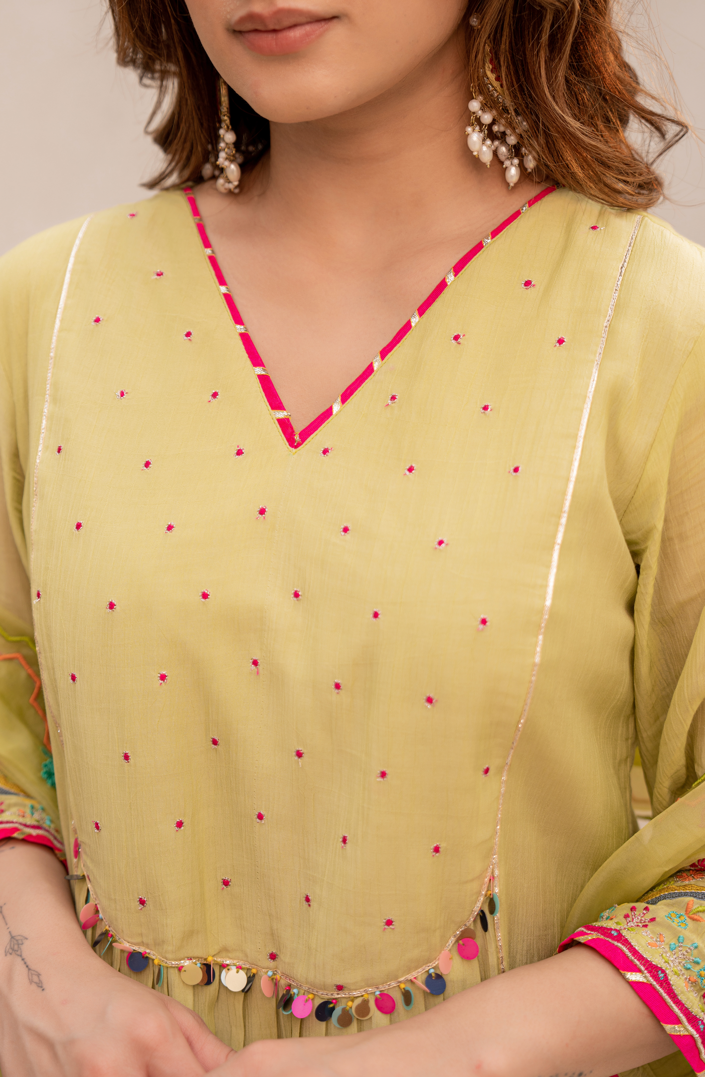 Lemon Zest Anarkali Suit Set