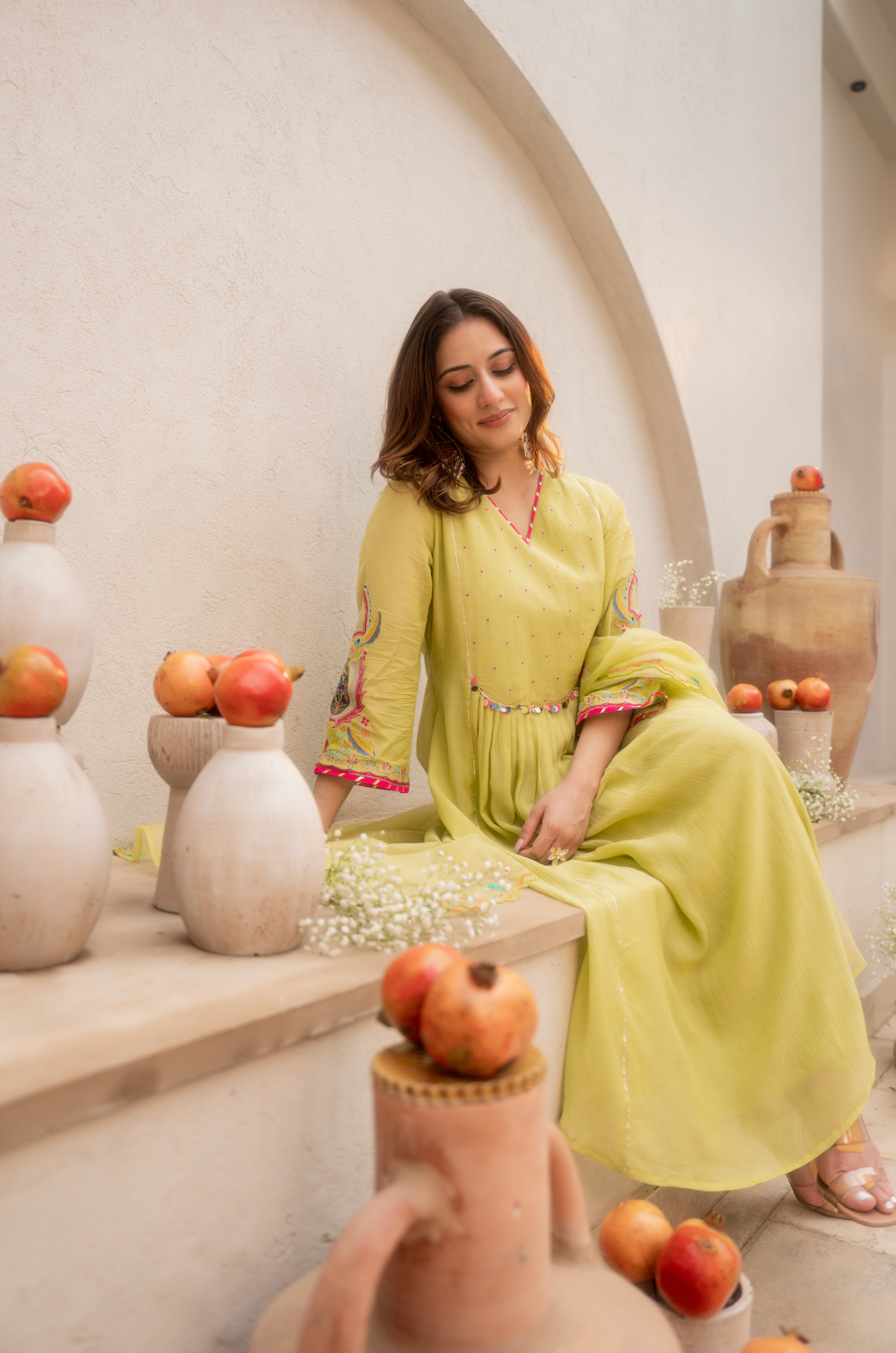 Lemon Zest Anarkali Suit Set