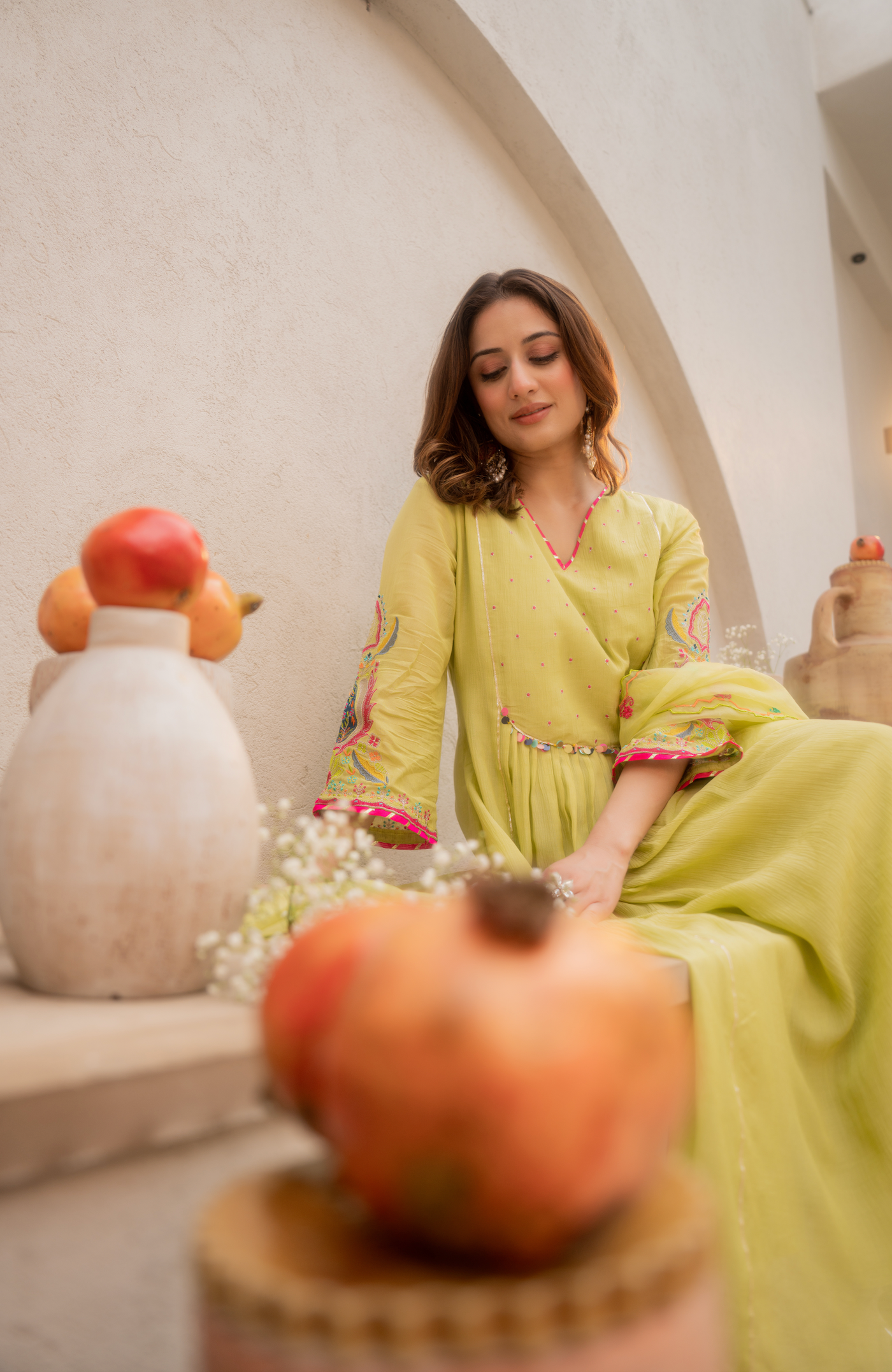 Lemon Zest Anarkali Suit Set