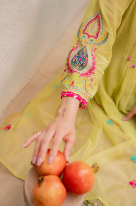 Lemon Zest Anarkali Suit Set