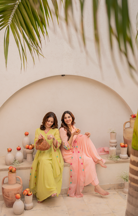 Peach Blossom Anarkali Suit Set