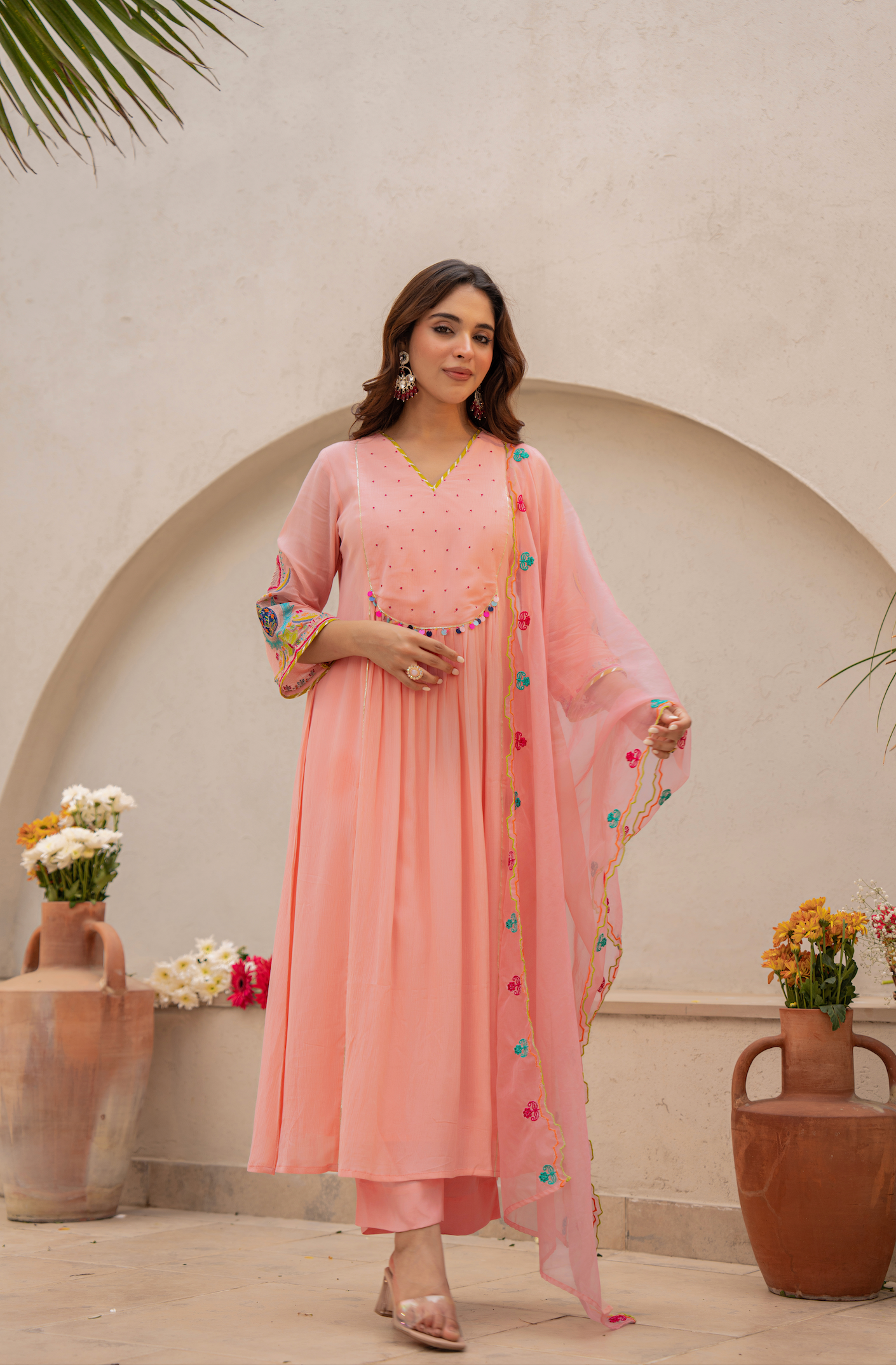 Peach Blossom Anarkali Suit Set