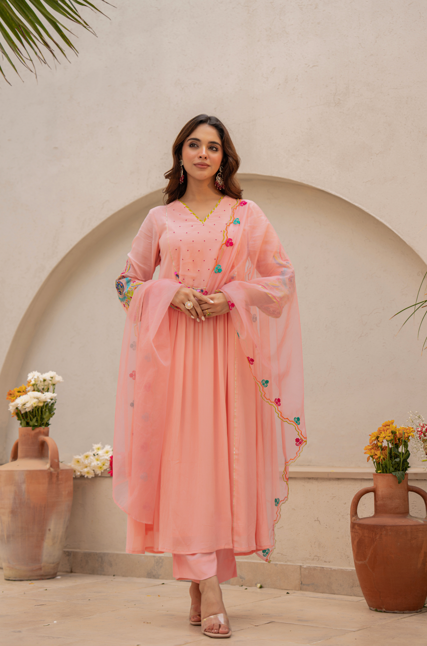 Peach Blossom Anarkali Suit Set