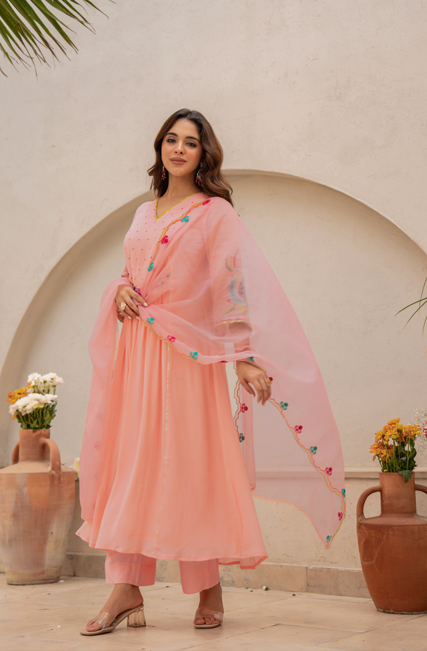 Peach Blossom Anarkali Suit Set