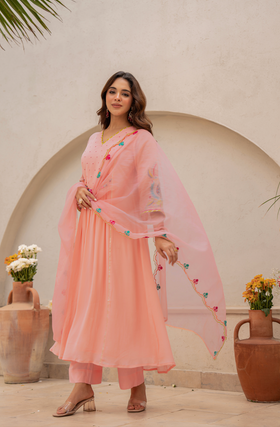 Peach Blossom Anarkali Suit Set