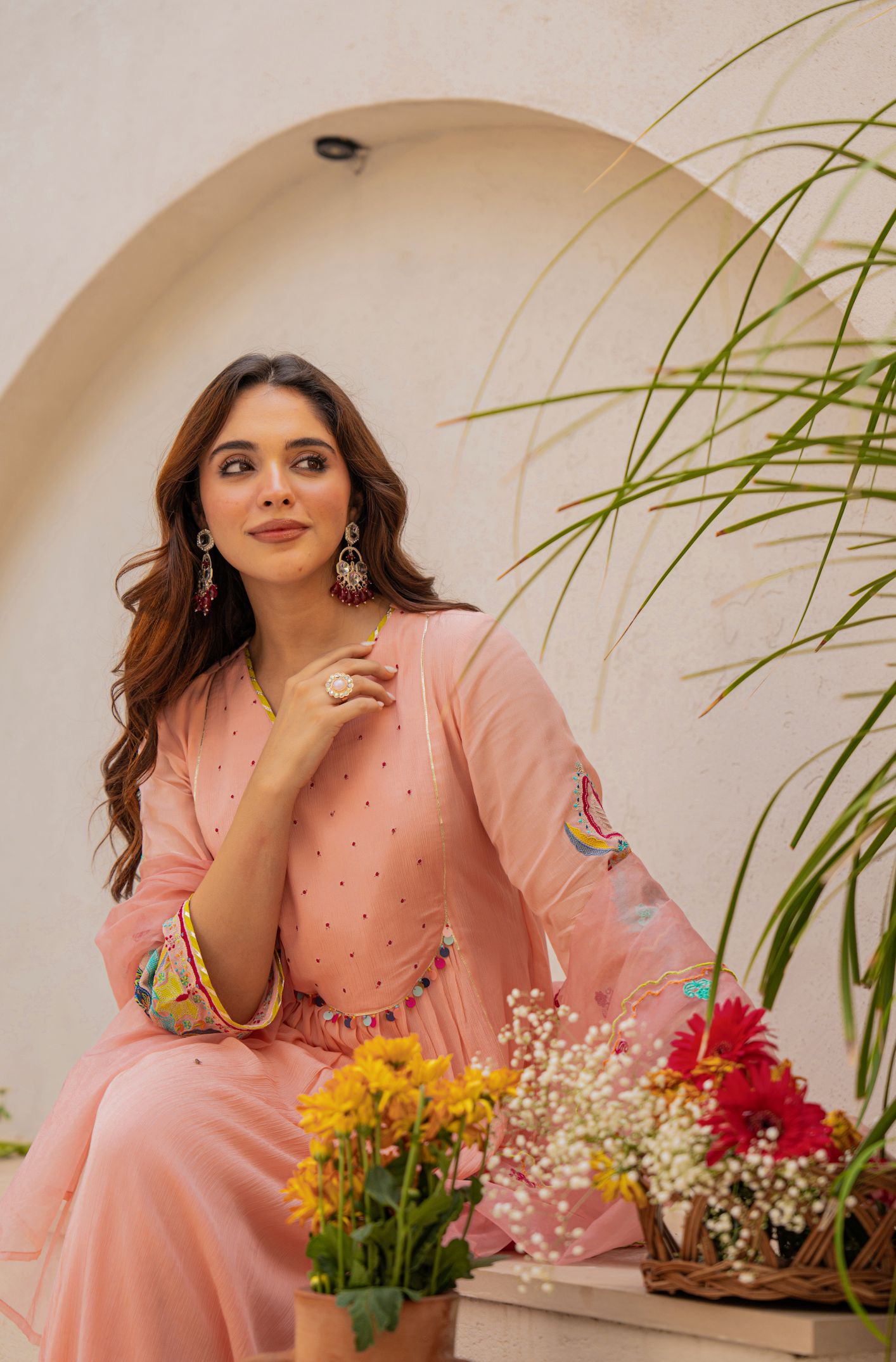 Peach Blossom Anarkali Suit Set