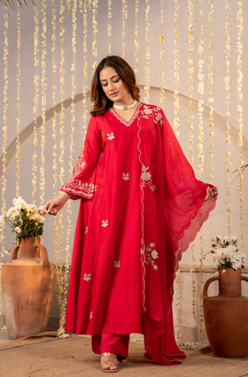 Scarlet Grace Silk Suit Set