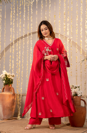 Scarlet Grace Silk Suit Set