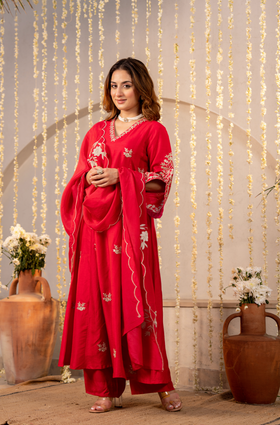 Scarlet Grace Silk Suit Set